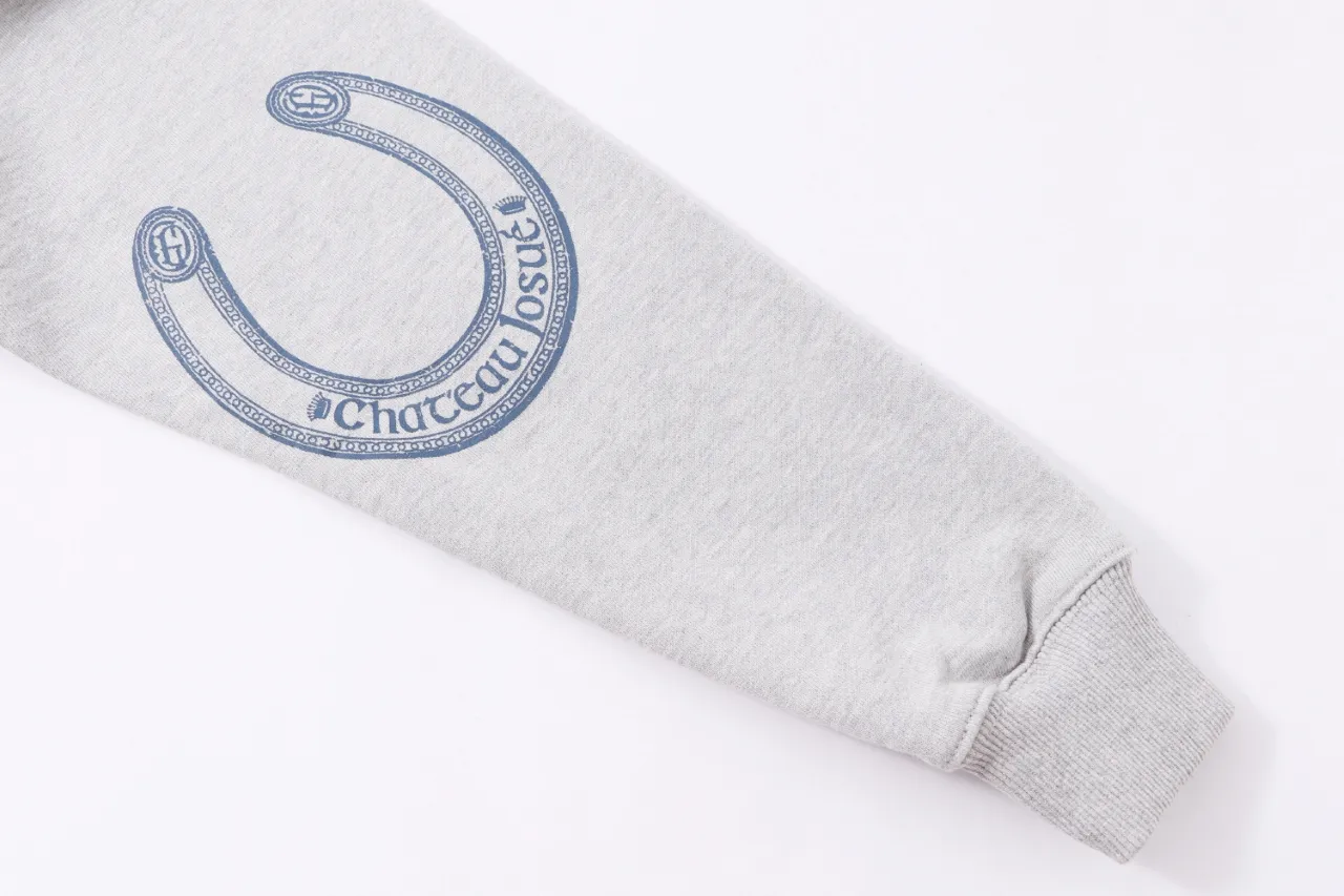 802#Gallery Dept New Slogan Horseshoe Design Printed Hoodie American High Street Hooded Sweatshirt Light Gray Blue S~XL P180